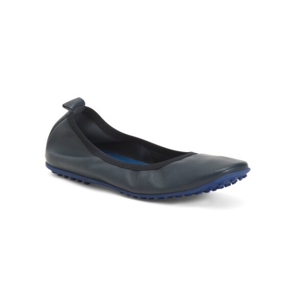 NUR ITALY Navy Made In Italy Leather Valentina Flats - Picture 1 of 2